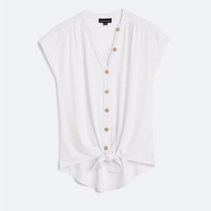 FORTUNE + IVY- Esther Button Up Front Knot Knit Top